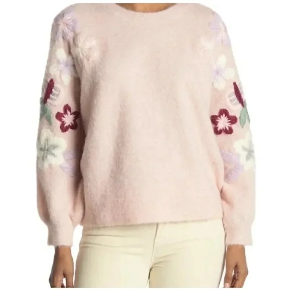 Boundless North Floral Embroidered Pullover Sweater Size S